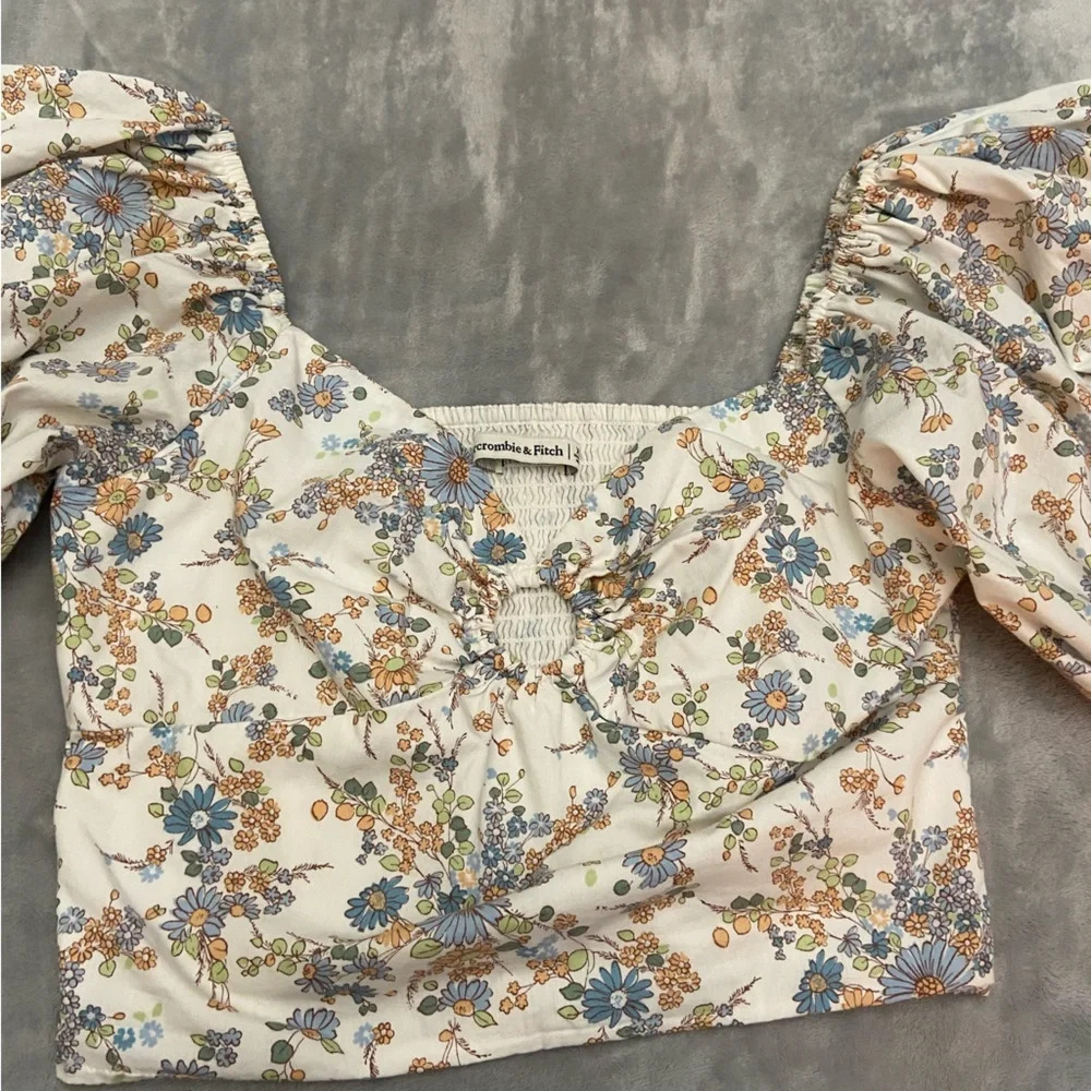 Abercrombie & Fitch Puff Sleeve Poplin O-Ring Top 21304 - Picture 8 of 9